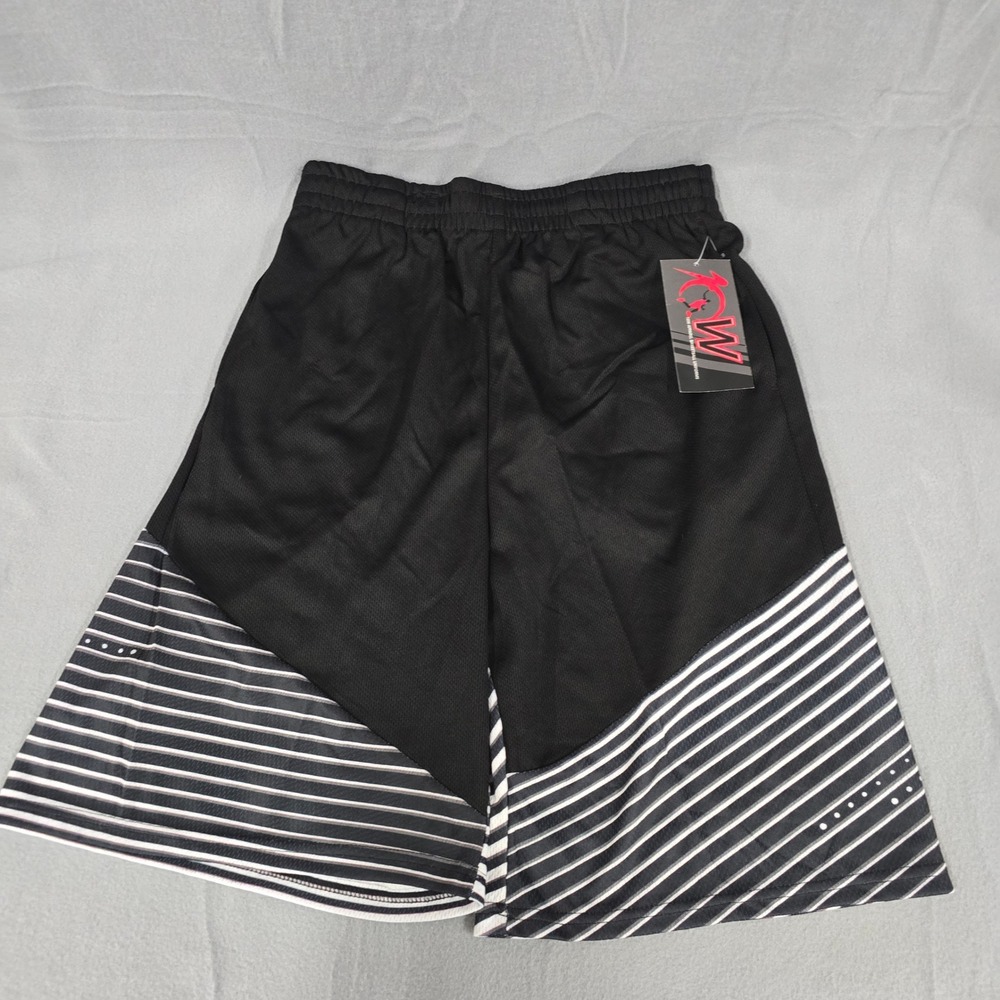 10W Apparel Mens Basketball Shorts Black White Striped Mesh Size M 99509 NWT